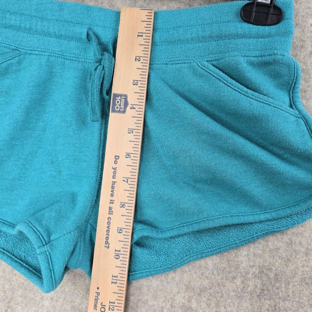 Teal Womens Athletic Drawstring Shorts Fleece Cotton Blend Casual Relaxed Fit - Picture 7 of 7